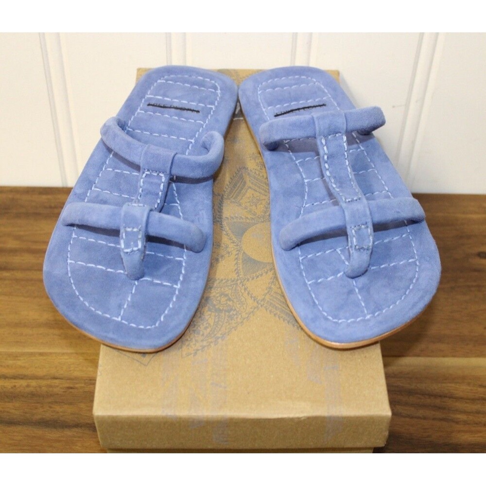 Free People Hadden‎ Suede Slide Sandal Color Blue Boho Minimalist Casual Size 8